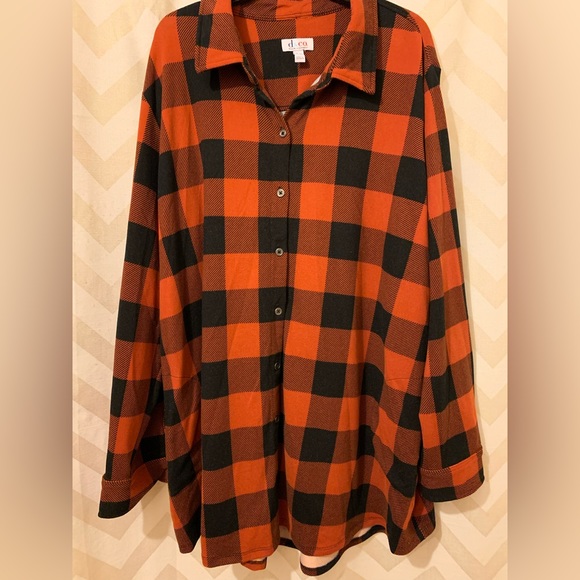 Denim&Co Tops - Heavenly Stretchy Jersey 
Buffalo Plaid Button Front Tunic